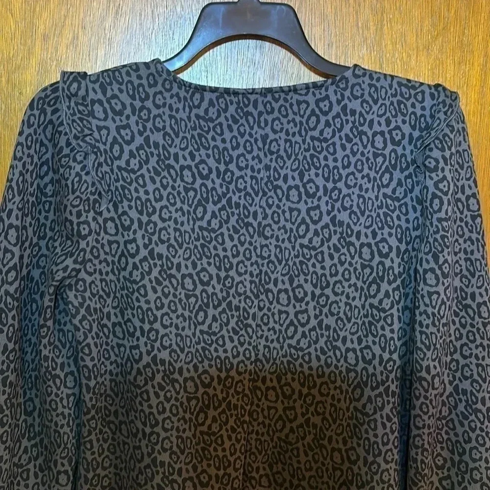 Nine West Fleece Lined Black/Gray Animal Print Sweatshirt Dress Size XL